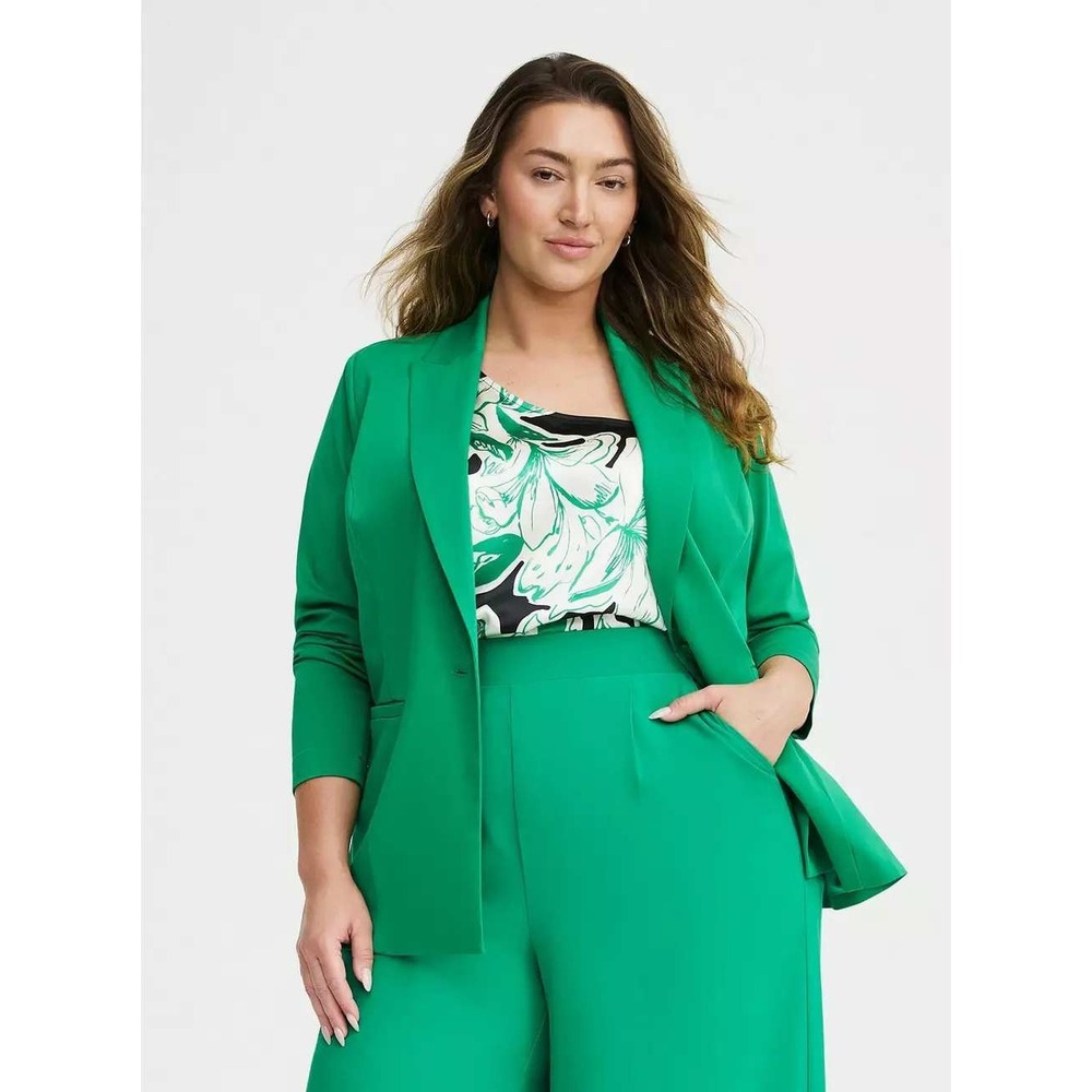 Torrid Women's Modern Challis Classic Fit One-Button Blazer in Jelly Bean 0X/XL